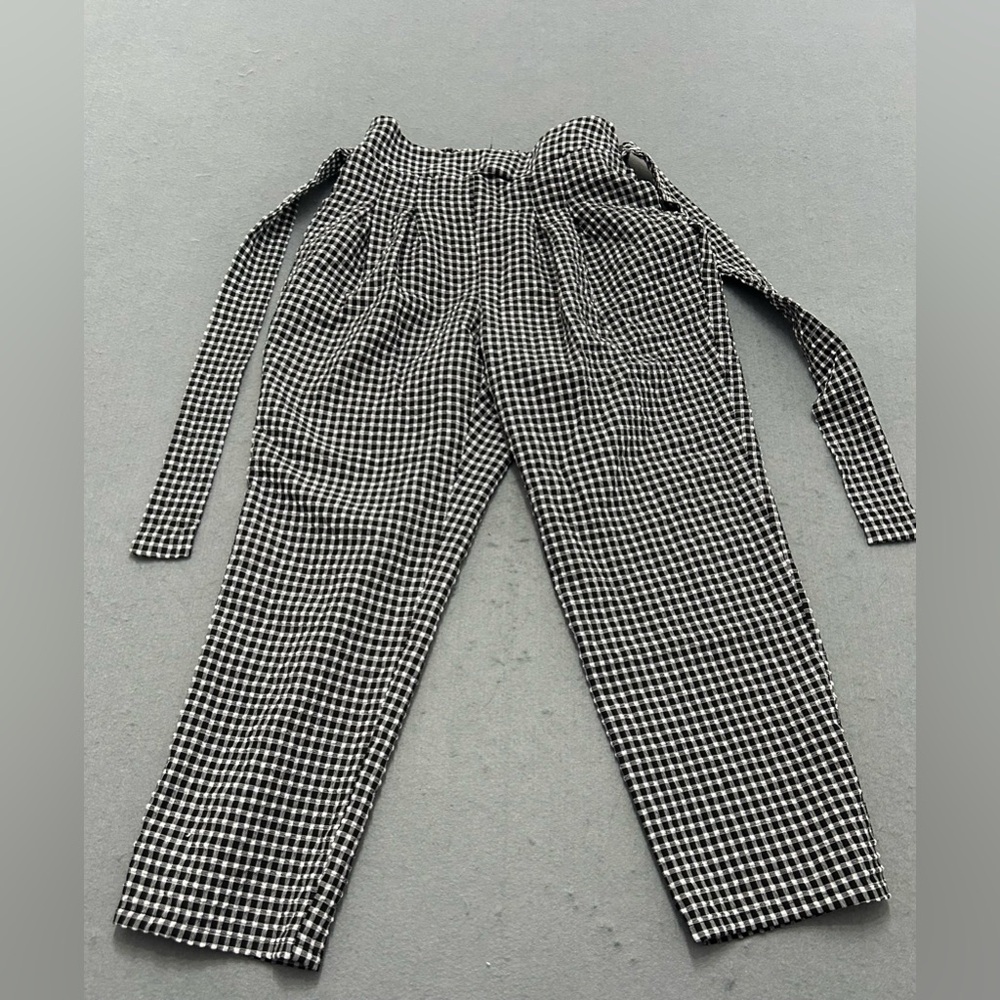 Women’s Jenna Sky Gingham Wide Leg Pants Size Medium Black White